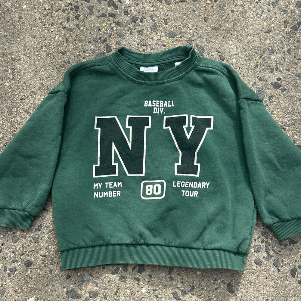 Zara Green Kids Sweater with NY Print